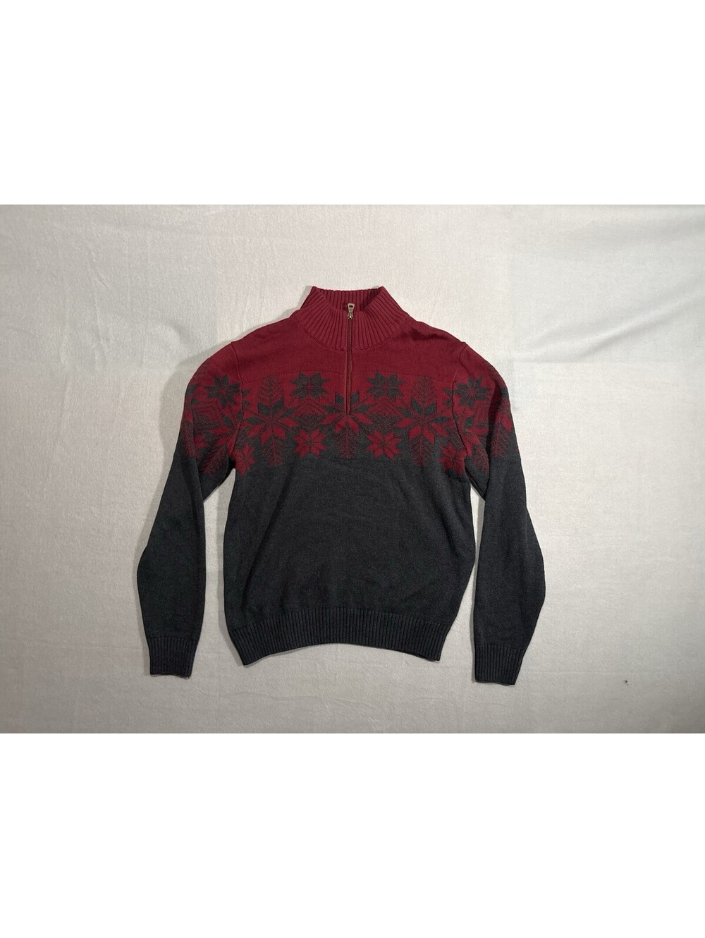Weatherproof Vintage Men's 1/4 Zip Fair Isle Snowflake Sweater Size M